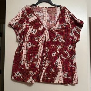 Red Rust and White Patterned Blouse